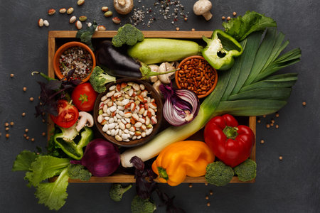 Fresh Ingredients Arranged in a Colorful Set for Healthy Cooking at Home