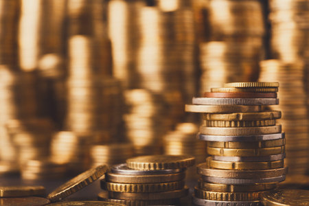 Stacked Coins Create a Visual Collection Highlighting the Value and History of Currency