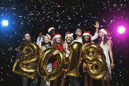Celebration Event With a Group of People Welcoming the New Year in 2018 With Festive Spirit