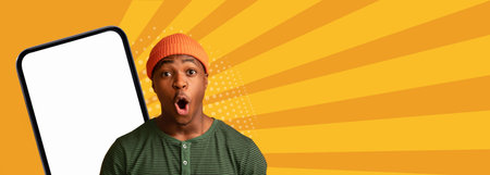 Collection of Collage Designs Featuring a Surprised Man With a Bright Background and a Phone