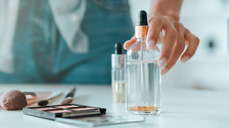 Person Applies Skincare Products While Preparing for Makeup During Daytime at Home