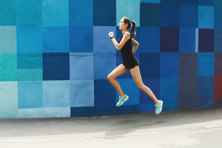 Collage of a Person Running Beside a Colorful Wall in a City Setting During Daytime