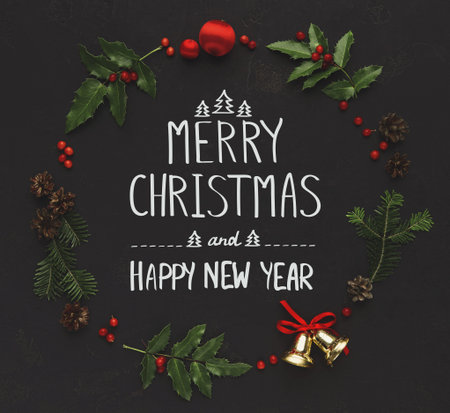 Christmas decoration frame on black background