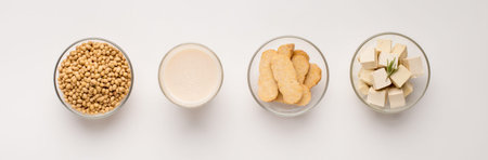 Soy bean Transformation panorama on dairy background