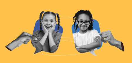 Two Young Girls Engaging In Communication, One Excited And One Confident, Concept Of Friendship