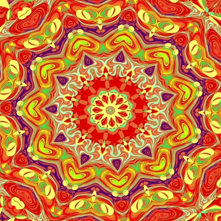 Flower from plastic - The mosaic, creates the impression that is compiled from the glued pieces of colored plastic  Has a pattern in the shape of a mandala の写真素材