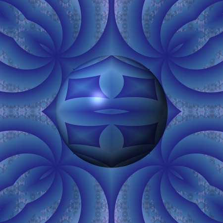  Mirroring vine - On a blue are placed fruit of the vine, which decorate the edge of the picture  These ornaments creating  impression image , which is the reflected from curved mirrors  In the center of the image is a sphere の写真素材