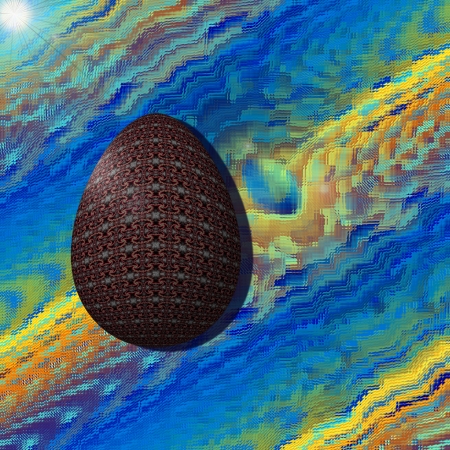 Easter eggs and glass mosaic - Decorated egg is laid on surface imaginary the glass mosaic  の写真素材