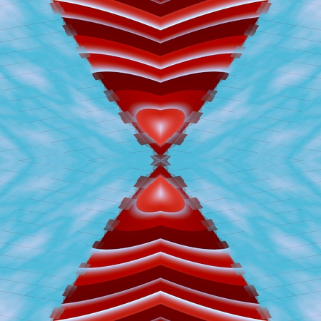 Network of love - In the middle of a network of fine lines, are placed two hearts in red color.の写真素材