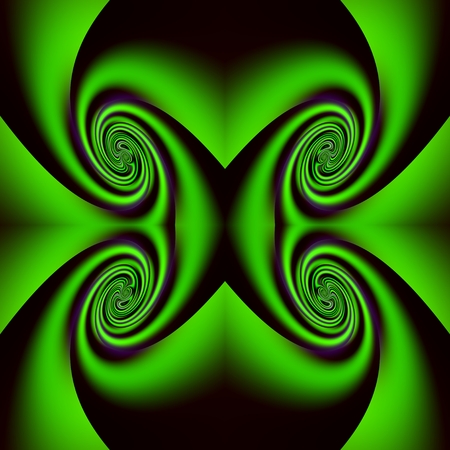 The swirling in green - The curves are twisted into four spirals, and are in fluorescent green-neon of colored.の写真素材