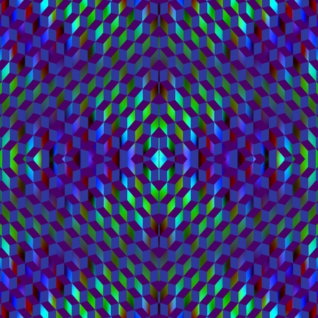 Blue prisms - Prisms, which are arranged in a symmetrical form, lit in subdued light of blue color.の写真素材