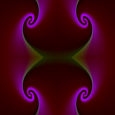 The violet fluorescence - The curves are twisted into four spirals, and their edges are illuminated in purple color.の写真素材