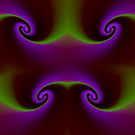 The fluorescing ornament - The curves are twisted into four spirals, and their edges are illuminated in purple color.の写真素材