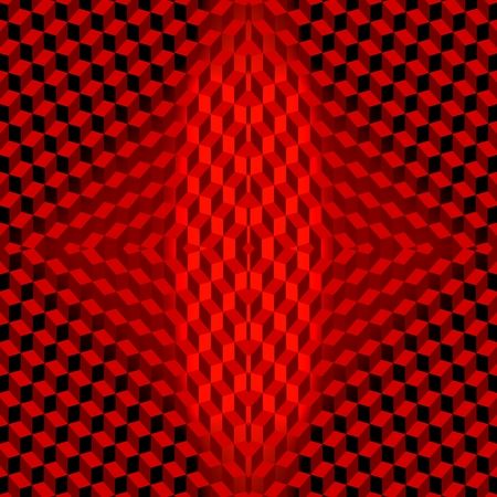 Hot middle - The mosaic is composed of symmetrically arranged prisms. Prisms, which are in the center of the image, are lighted in the fiery-red.の写真素材