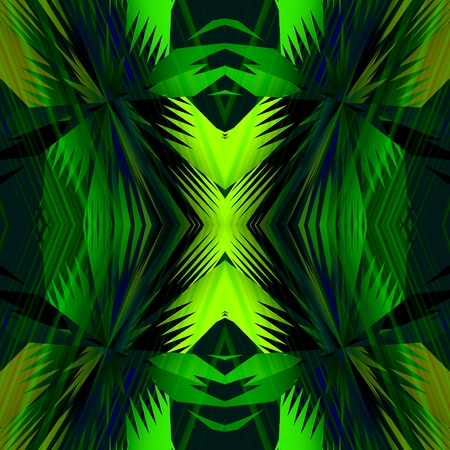 Leaves of palm - Geometrically arranged a green surfaces the sharp spikes, which have its appearance similar as the palm leaves.の写真素材