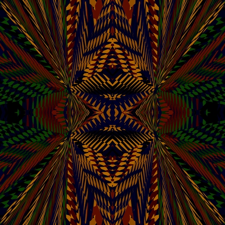 The sharp cross - Small surfaces, hexagons, arrows and stripes are arranged into  symmetrical mosaic.の写真素材