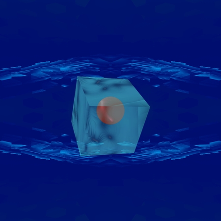 Sphere in ice - Sphere of hot appearance,  is in cold cube of ice.の写真素材