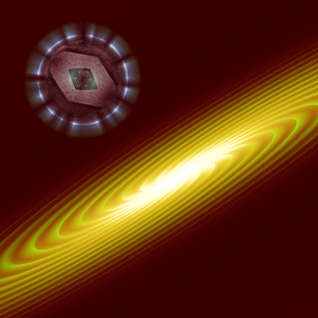 Aura and spiral - Sphere has dissected surface and luminous aura.の写真素材