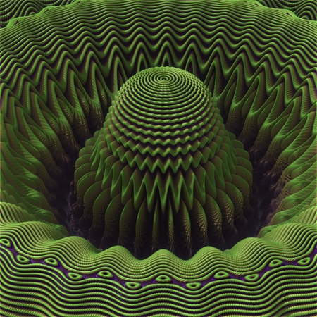 Waxy the dome - In the picture is fragment of fractal. The upper pole of this three-dimensional fractal has a appearance of the dome, which has a dissected surface. Around this cupola is deep canyon. Texture of image has the look of wax or plastic.の写真素材