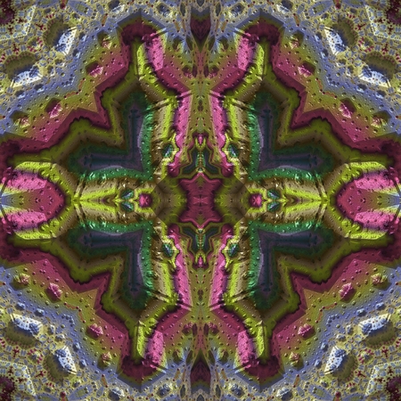 Stone cross: In this figure is the equilateral cross, which has a diverse decorative texture. This imaginary wall has the appearance of color rock, into which were carved various elements embossed structure.の写真素材