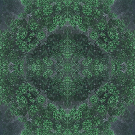 Imaginary world: This image is arranged symmetrically and creates the illusion of the world underwater. As if there any intelligent corals have built their underwater city.の写真素材