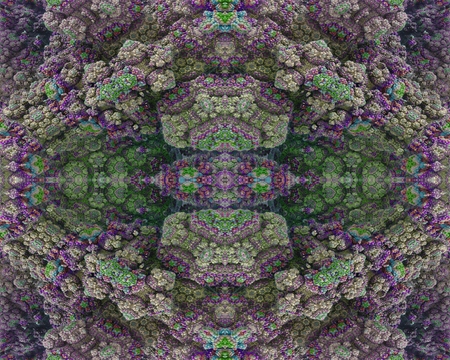 Flowerbeds of stone: This image has a symmetrical structure, which has the appearance of rocky embossment. The texture is arranged into colored ornaments.の写真素材