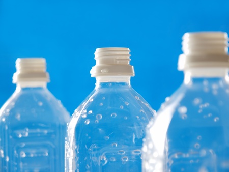 plastic bottles in lineの写真素材