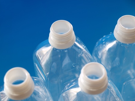 plastic bottles in line