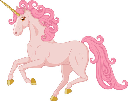 illustration of a beautiful running unicorn on white backgroundのイラスト素材