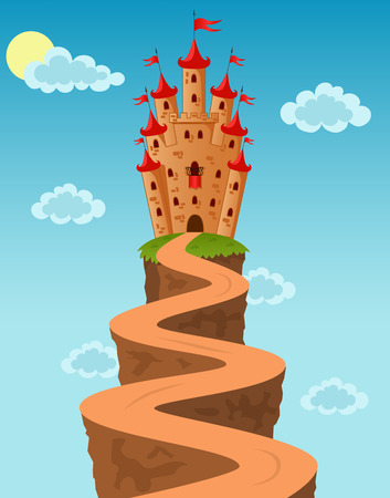 Vector illustration of the Castle on the rockのイラスト素材