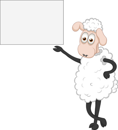 Vector illustration of funny sheep showing on boardのイラスト素材