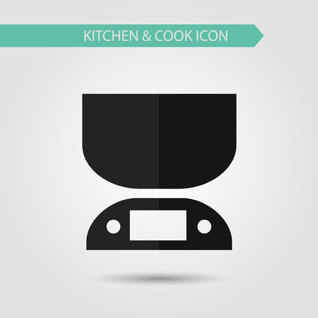 Vector flat stylish icon of kitchen and cooking. Kitchen utensils. Kitchen scales.のイラスト素材