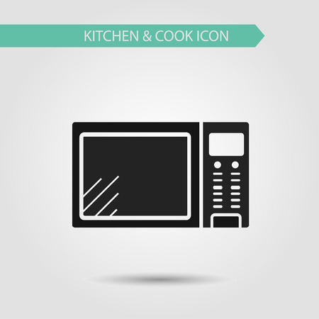 Vector flat stylish icon of kitchen and cooking. Kitchen utensils. Microwave.のイラスト素材