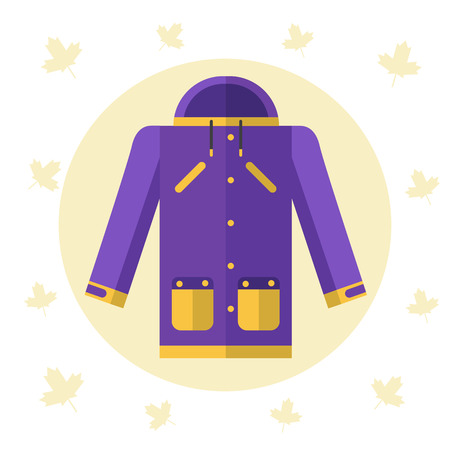 Flat design illustration of raincoat or jacket for autumn or spring seasonsのイラスト素材