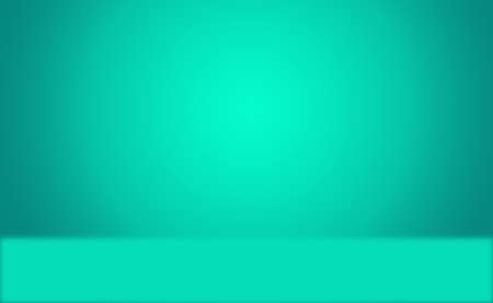 Abstract turquoise green studio workshop concept background, template of room interior, floor and wall.の写真素材