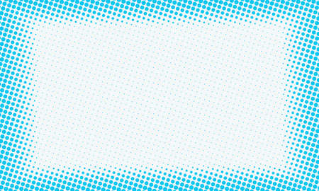 Blue dotted halftone frame border with empty space for your design and text.の写真素材