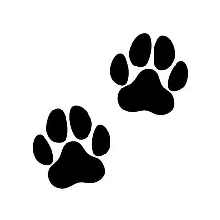 Black paw prints animal track shape icon sign design element.の写真素材
