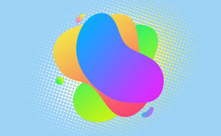 Abstract fluid colorful gradient shape dots geometric futuristic background. Liquid color abstract fluid shapes halftone, dotted pattern background.の写真素材