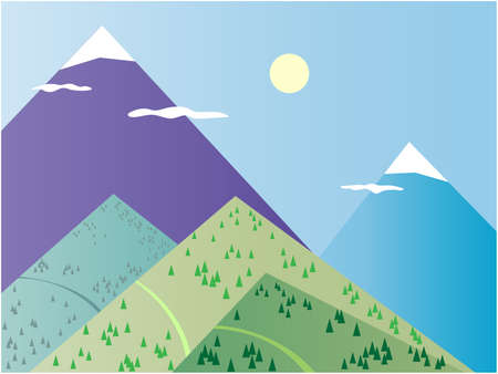 Abstract mountain natural landscape with mountain paths banner poster.のイラスト素材