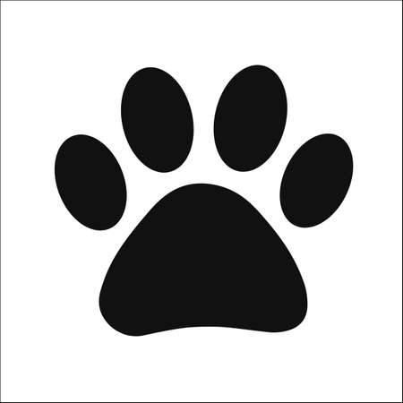 Paw print animal dog cat design element icon sign isolated on white vector image.のイラスト素材