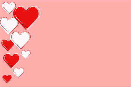 Heart shape Valentine card frame on pink background design template.のイラスト素材