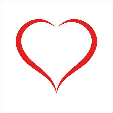 Red abstract art heart shape symbol logo icon or frame with empty space for text.のイラスト素材