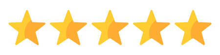 Five gold stars rating sign icon for websites with product and service reviews.のイラスト素材