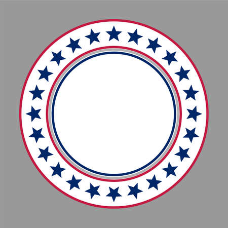 American flag symbols circle frame or sign with empty white space for text.のイラスト素材