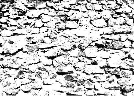 Stone wall texture overlay distressed grunge black and white retro texture vector image.のイラスト素材