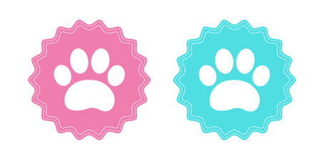 Labels or stickers set icons with paw prints animals pastel color vector imageのイラスト素材