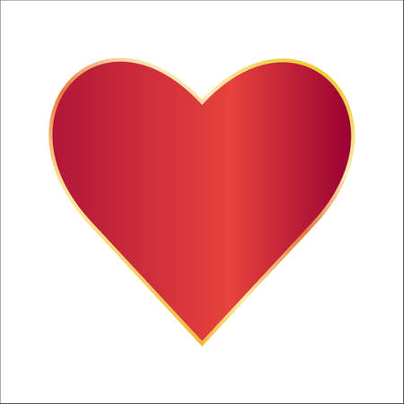 Red heart gradient with golden outline icon valentines day or mothers day collection shape vector imageのイラスト素材
