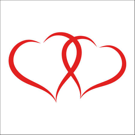 Love hearts valentines day collection shape romantic wedding sketch drawn brush outline icon vector imageのイラスト素材