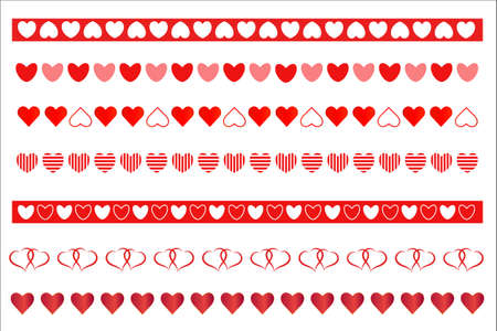 Decorative dividers borders set with hearts shapes for Valentines cards and other designs.のイラスト素材