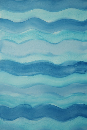 Blue waves watercolor pattern texture background.の写真素材